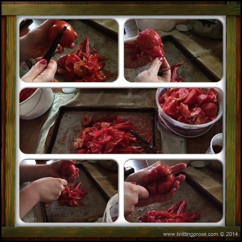 peeling tomatoes